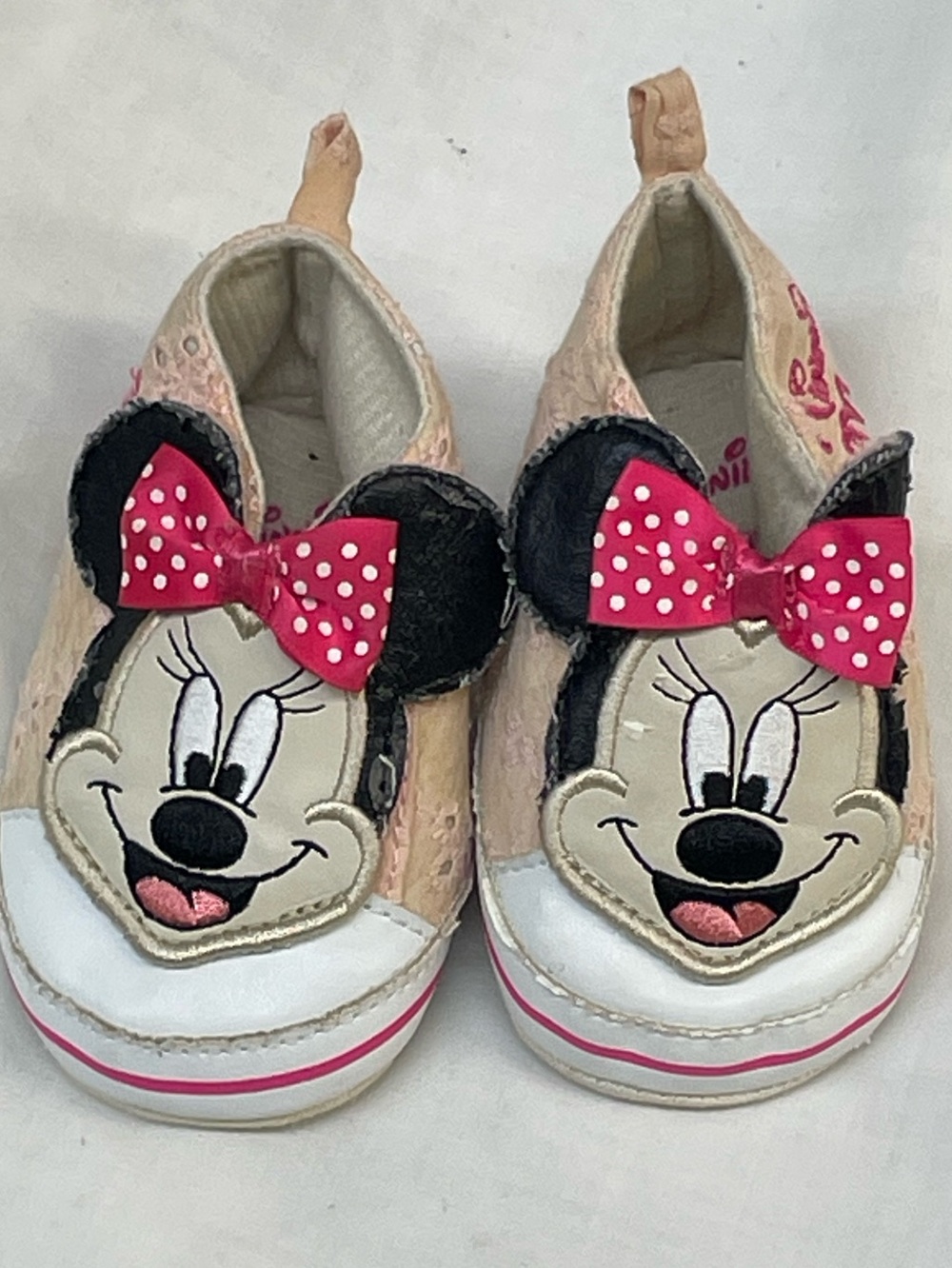 Vintage Pink Minnie Mouse Slip-On Kids Shoes sz 0-3